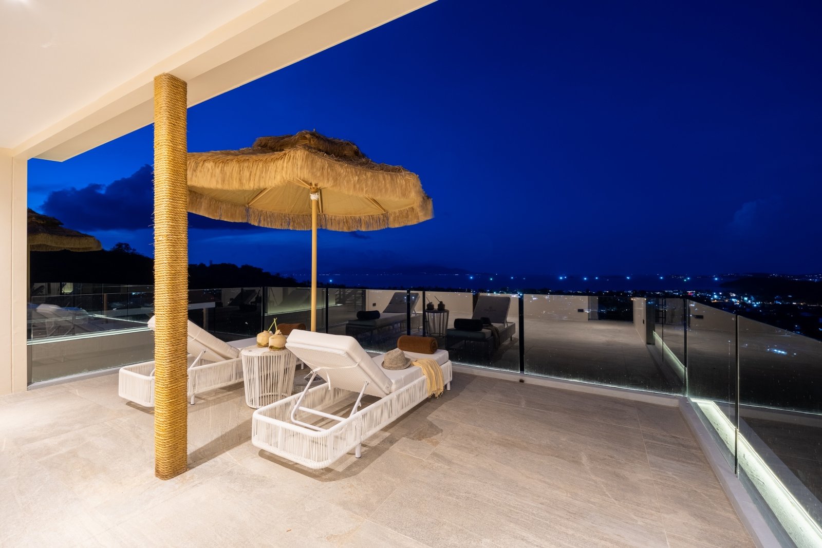 Rooftop deck at blue hour
